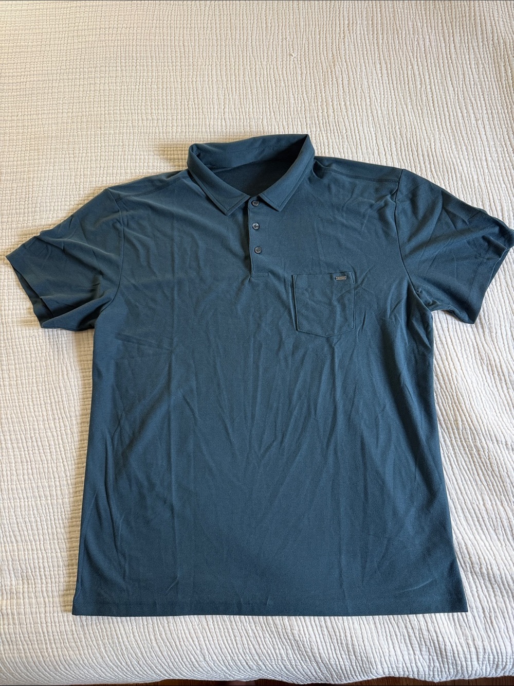 Vuori Men's Deep Teal Short-Sleeve Polo with Chest Pocket